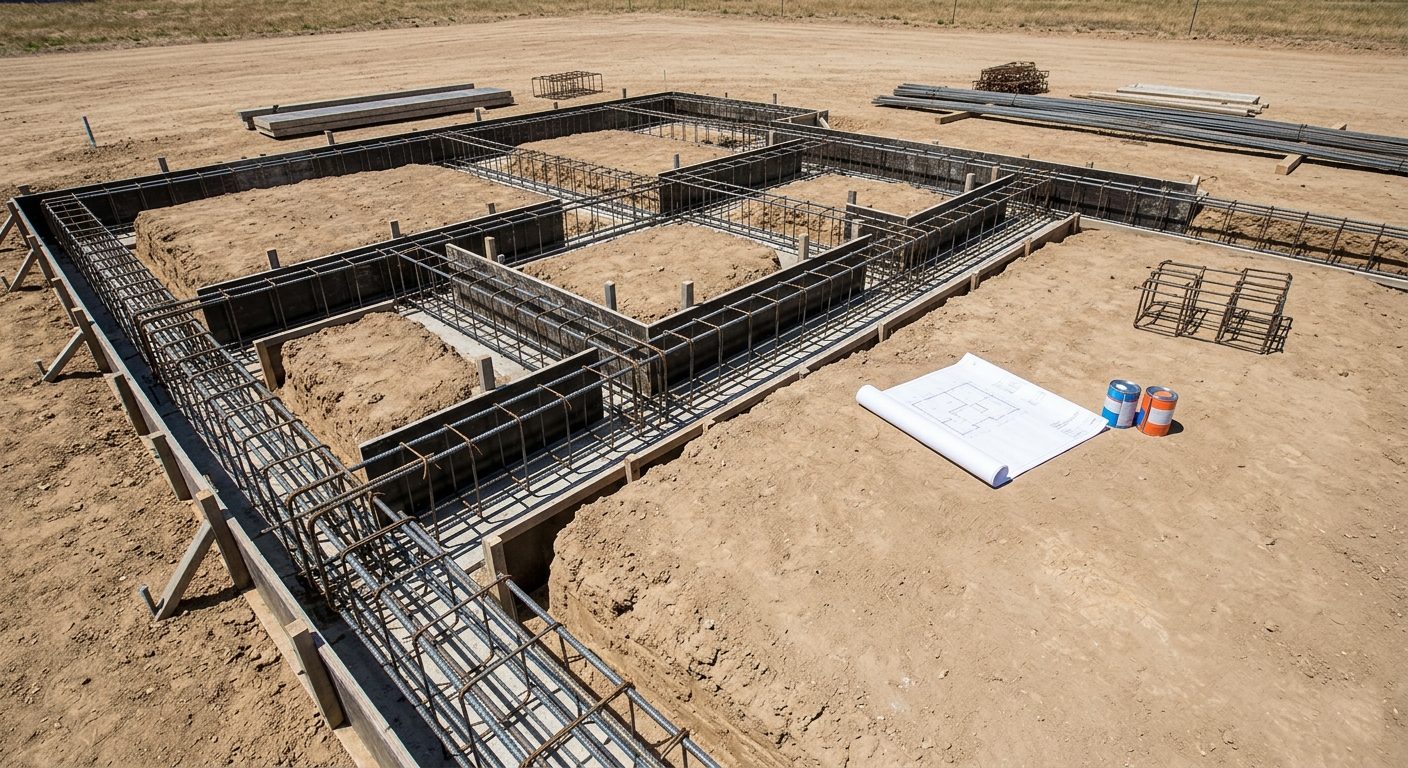 Fouilles et ferraillage des fondations